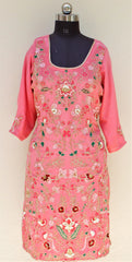 Onion Pink Full Suit With Same Colour Chinon Chiffon Dupatta