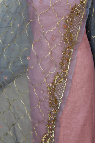 Blueish Gray Hand Work Dupatta