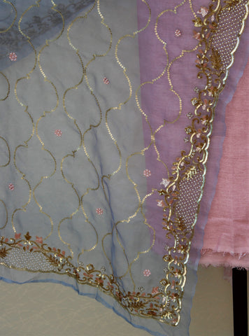 Blueish Gray Hand Work Dupatta