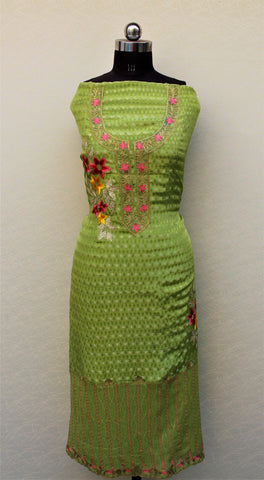Green Full Suit With Self Organza Tie Dye Dupatta