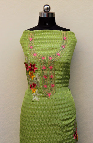 Green Full Suit With Self Organza Tie Dye Dupatta