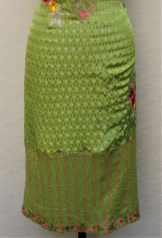 Green Full Suit With Self Organza Tie Dye Dupatta