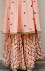 Peach Full Dress With Same Colour Net Dupatta