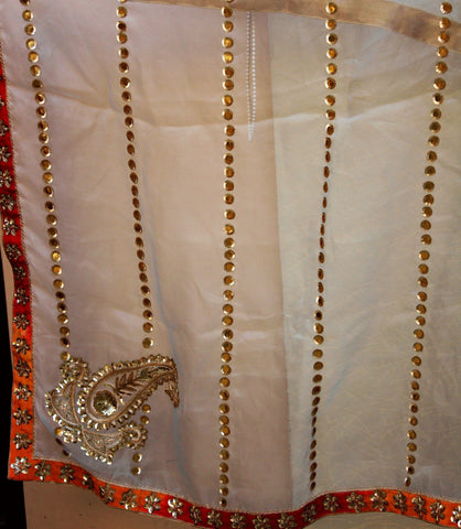 Blueish Gray Garara Suit With Organza Dupatta