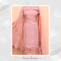 Light Pink Full Suit With Same Colour Chinon Chiffon Dupatta