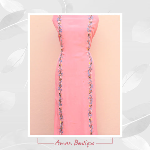 Pink Full Suit With Blueish Greay Organza Duaptta